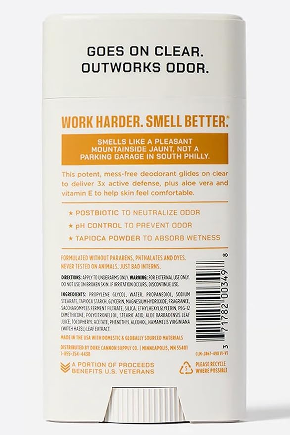 Duke Cannon Aluminum-Free Deodorant for Men - Air Defense, 3 oz – Long-Lasting, Clear Glide, Skin-Soothing Formula, Alpine + Cedarwood (Sawtooth)