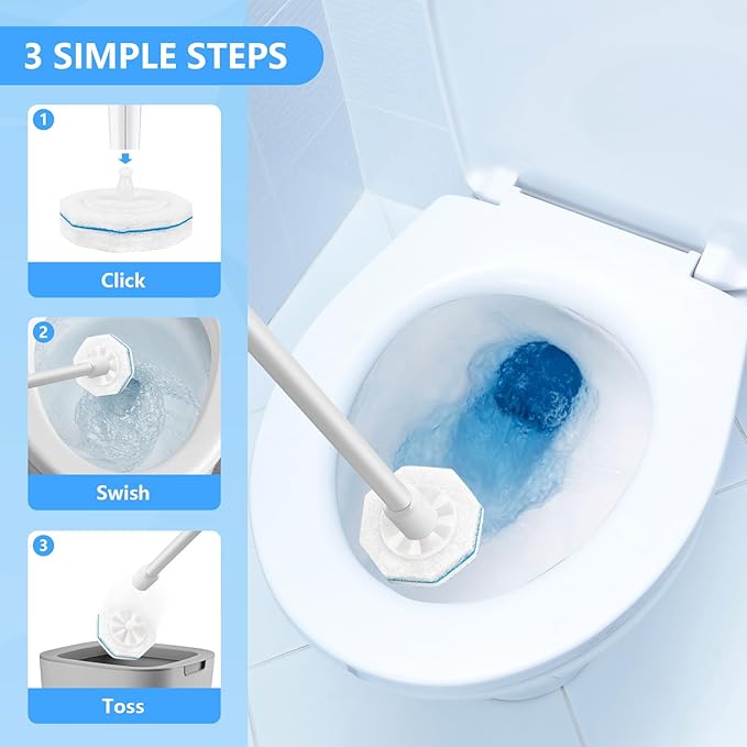 50 Count Disposable Toilet Brush Refills for Clorox Toilet Wand Refills, Compatible with Clorox Wand Refills for Toilet and Bathroom Cleaning