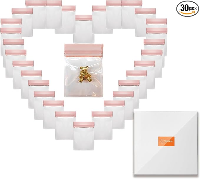 30 PCS Clear Plastic EVA Anti Tarnish Jewelry Storage Bags, Zip Ziplock Jewelry Pouches for Selling & Gift, Little Mini Travel Organizer for Ring Earing Chain Bracelet (M)