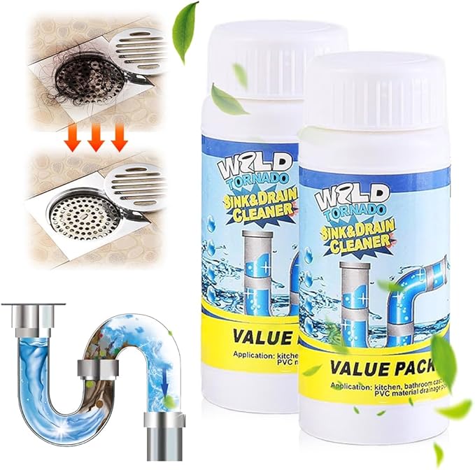 Sink Drain Cleaner, 2025 Upgraded Wild Tornado Sink and Drain Cleaner, Fast Foaming Powerful Pipe Dredging Agent, Multi-functional pipe unclogging agent, for Home Kitchen Toilet (2)