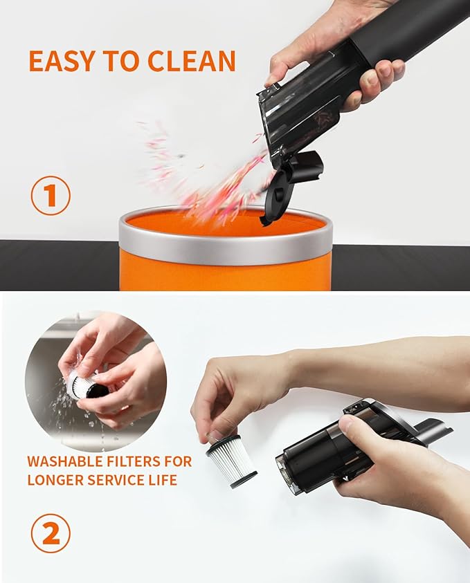 Car Vacuum, Portable Vacuum for Car with 20000PA, 5 in 1 Handheld Car Vacuum Portable Cordless with Flexible Hose, 50 Mins Runtime,3H Type-C Fast Charge, Handheld Vacuum for Car, Home,Cleaning