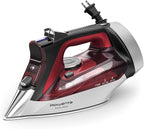 Rowenta, Iron, Focus Excellence Stainless Steel Soleplate Steam Iron for Clothes, Retractable Cord, 400+ Microsteam Holes, Powerful steam, LED Display, 1750 W Ironing Clothes, Cordreel, Red DW5433