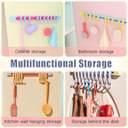Utility Slide Rail Hook,Under Cabinet Kitchen No Punching Hooks for Hanging Utensil,Bathroom Bedroom Office Wall Door Rack with 10 Hooks,2Pieces