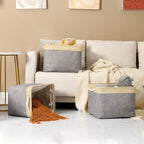 TheWarmHome Storage Basket for Organizing - Fabric Large Cubes 3 Pack 16x12x12 inch Baskets, Cube Storage Bin for Shelves Organizer Closet Cloth Gift Toy (Gold & Grey)