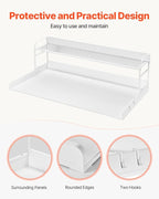 VEVOR Washer Dryer Countertop with 2-Tier Shelf, 54" x 27" Wooden Washer and Dryer Countertop with Anti-Slip Pads, Water-Resistant Laundry Topper Cover for Laundry Room Organization and Storage, White