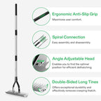 VIVOSUN 15" Thatch Rake, 15" x 70" Lawn Thatching Rake, Sturdy Dethatcher Rake, Efficient Steel Metal Rake with Handle, Durable Adjustable Head for Removing Dead Grass and Clippings, Loosening Soil