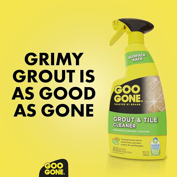 Goo Gone Grout and Tile Cleaner - 28 Ounce - Removes Tough Stains Dirt Caused by Mold Mildew Soap Scum and Hard Water Staining - Safe on Tile Ceramic Porcelain, pack of 2