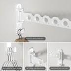 Wall Mounted Clothes Hanger Rack Foldable Drying Rack Hook Folding Indoor for Laundry Room Organization Bedroom Collapsible Racks Perfect for Small Spaces, 6 Hole White 1 Packs