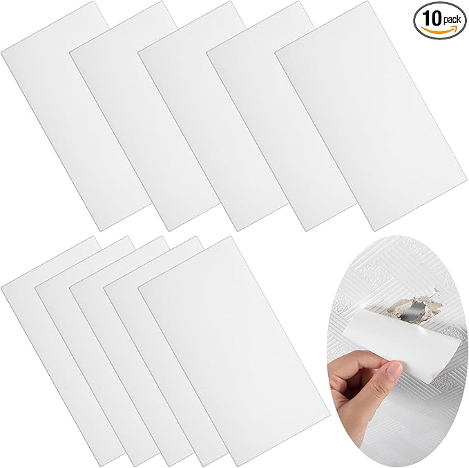 10 Pcs Bathtub Hole Patch Siding Wall Repair Kit Waterproof Patch Holes Blemishes Tools Self Adhesive White Tape for Cracked Pool Liner Roof Skylight and Vinyl Skirting(White)