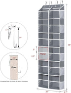 Univivi Over the Door Organizer, 6 Tiers Behind Door Storage with Clear Deep Pockets Hanging Organizer for Closet, Bedroom, Nursery, Bathroom and Sundries (Grey)