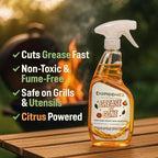 GREASE-BE-GONE | Citrus-Powered Kitchen Degreaser Spray | Dissolves Baked-On Grease & Oil | Pure & Safe Formula for Ovens, Stoves, Air Fryers, BBQ Grills | No Fumes or Odors (23 oz)