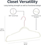 Amazon Basics Slim Velvet Non-Slip Space Saving Suit Clothes Hangers for Closet Organization, Ivory/Rose Gold, 100-Pack