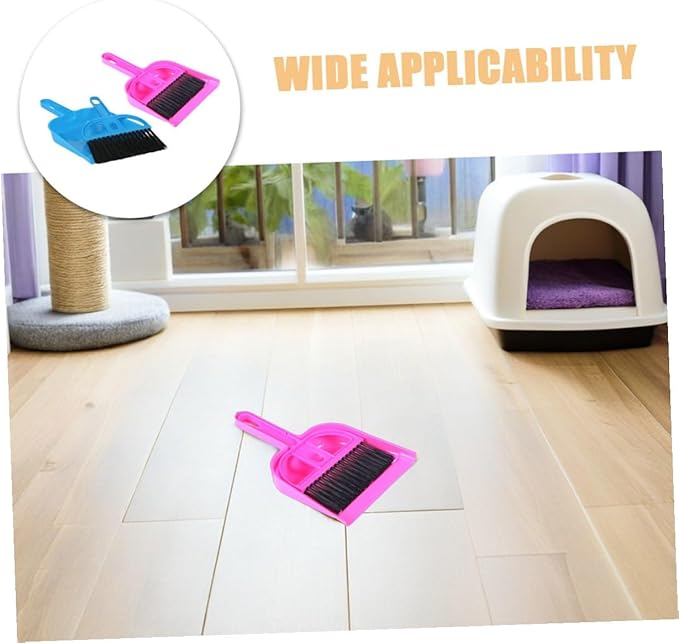 Alipis 10pcs Mini Broom and Dustpan Set for Small Animal Cage Cleaning, Handheld Pet Broom and Pet Dustpan in Bright Rose Red and Bright Blue for Hamsters, Hedgehogs, Guinea Pigs,