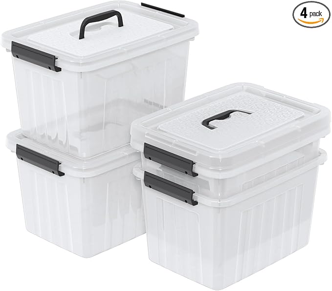 18 Quart Storage Boxes, 4-Pack Clear Plastic Storage Bins with Lids