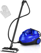 COSTWAY 2000W Multipurpose Steam Cleaner with 19 Accessories, Household Steamer w/ 1.5L Tank for Chemical-Free Cleaning, Heavy Duty Rolling Cleaning Machine for Carpet, Floors, Windows and Cars (Blue)