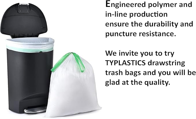 TYPLASTICS Tall Kitchen Drawstring Trash Bags 13 Gallon (200 Count)