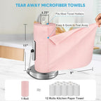 AIDEA Microfiber Cleaning Cloth 330 Sheets 6 Roll, Pink, Microfiber Towels for Cars, Shop Rags Washable,Cleaning Rags Reusable Paper Towels for Automotive, Mechanic, Workshops, House,11×9"