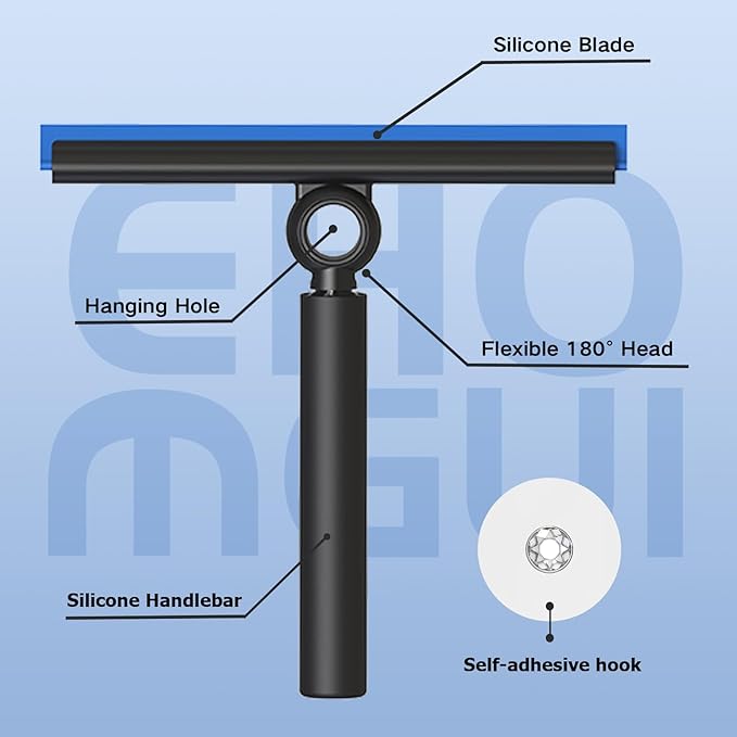 Squeegee for Window Cleaning, Shower Squeegee with Extension Pole, Telescopic Squeegee, Extendable Window Cleaner Tool for Car Windows, Tile Walls, Sliding Door, Shower Glass Door