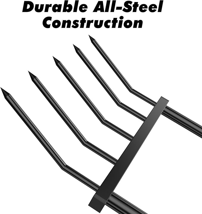 Broadfork Garden Tool Heavy Duty, 5 Tines Broad Fork for Gardening, U-Shaped Garden Fork for Loosening Soil, 20 in. Wide Broadforks for Gardening, 55 in. Heigh
