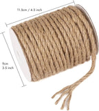 Tenn Well 6mm Jute Rope, 66 Feet Strong and Thick Twine Rope for Crafting, Gardening, Cat Scratching Post, Packing, Home Decor, Christmas Decorations