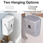 LALASTAR Small Trash Can with Lid, Kitchen Compost Bin for Countertop or Under Sink, Plastic Hanging Waste Basket for RV/Office/Bedroom/Dorm, Mountable, 9L/2.4 Gal, White