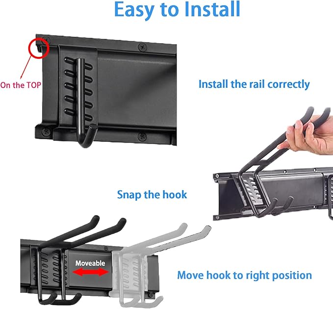 Garage Tool Organizer Wall Mount, Garden Tool Organizer with Adjustable Hooks for Garage Storage and Organization (Normal)