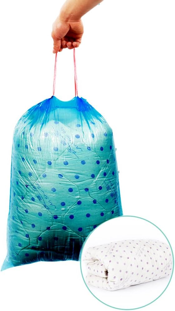 Fiaze 13 Gallon Drawstring Trash Bags, 200 Counts (Blue)