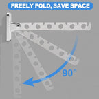 ACNISM Wall Mounted Clothes Rack, Laundry Hanger Wall Mount, Retractable & Foldable Drying Rack with 180° Rotation, Space-Saver for Laundry Room & Bedroom, Bathroom Closet Storage, 2-Pack, Silver