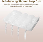Soap Dish for Shower, Bathroom & Kitchen – Non-Slip, Self-Draining Design to Keep Soap Dry, Extend Soap Life – Easy to Clean, Compact & Durable (White, 2 pcs)