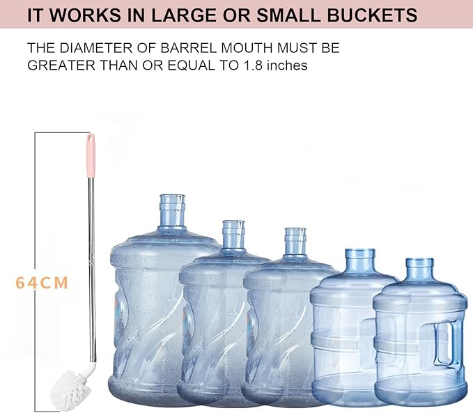 Stainless Steel Water Bucket Bottle Brush, Long Handle Scrubbing Brush, Suitable for Cleaning 1 to 5 Gallon Buckets, 25 in
