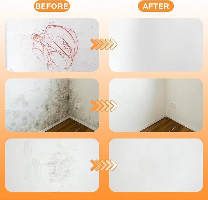Wall Paint Repair Kit: All-in-One Patch Kit Remove Stains, Scratches - White Touch Up Paint for Flat, Ceiling Wall with Roller, Gloves & sandpaper