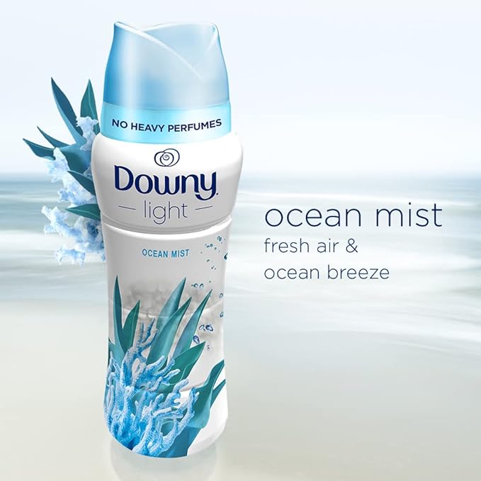 Downy Light Laundry Scent Booster Beads for Washer, Ocean Mist, 13.4 oz, with No Heavy Perfumes