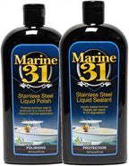 Marine 31 Stainless Steel Polish & Sealant Combo | Cleans, Polishes & Protects Stainless Steel Surfaces | Safe for Appliances & Marine Use | Long-Lasting Shine | M31-SSKIT-1