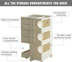 Multipurpose Utility Storage Cart - ABS Plastic Storage Caddy with Wheels and Slide Out Drawers - 360°Rotating Professional Trolley Cart - Mobile Caddy for Salon Supplies, Kitchen Needs (Beige)