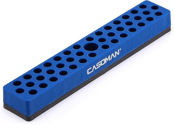 CASOMAN 1/4" Hex Bit Organizer with Magnetic Base - Blue, 43 Hole Bit Organizer with Strong Magnetic Base, Magnetic Bit Organizer for Your Specialty