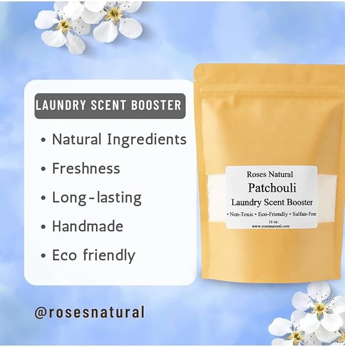 Patchouli Laundry Scent Booster, 16 oz, Advanced In-Wash Scent Booster, Musky Essential Oil Scented, Non-Toxic, Sulphate-Free, Eco-friendly Booster, Long Lasting Beads, Made in the USA.