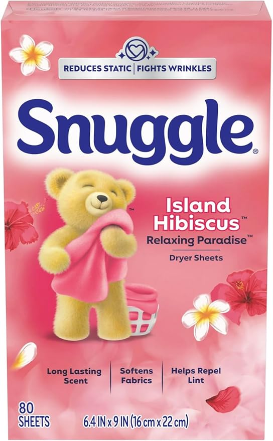 Snuggle Dryer Sheets (80 Sheets, Pack of 4, Island Hibiscus Relaxing Paradise)