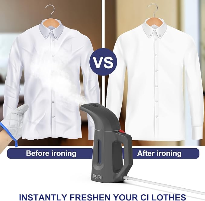 Steamer for Clothes Wrinkle Removes, Portable Handheld Garment Steamer, Clothes Hat Steamer for Home and Travel with Automatic Shut-Off Safety Protection,180ML,800W (Dark Grey)