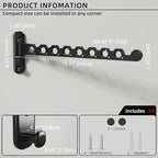 Wall Mounted Clothes Hanger Rack Foldable Drying Rack Hook Folding Indoor for Laundry Room Organization Bedroom Collapsible Racks Perfect for Small Spaces, 8 Hole Black 2 Packs