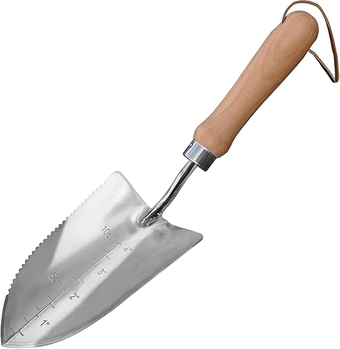GREBSTK Gardening Serrated Shovels Stainless Steel Transplanter Garden Trowel Depth Marker Measurements Shovel Weeding Tool