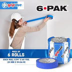 Blue Painters Tape 1 Inch Wide, 6 Rolls Masking Tape - Perfect for Precise Lines on Walls & Trim, Multi-Surface, Residue-Free, Easy Removal - Ideal for Indoor & Outdoor Use, 0.94in x 60yds