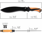 REAT Gardenging Machete, 17" Heavy Duty Machete with Sheath, Ergonomic No-Slip Handle, Machetes for Cutting Trees,Yard Work,Bushcraft