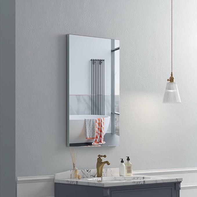 Quavikey Bathroom Medicine Cabinet with Mirror, Aluminum Surface Mount or Recessed Mirror Medicine Cabinet 16x26 Inch, Silver