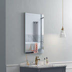 Quavikey Bathroom Medicine Cabinet with Mirror, Aluminum Surface Mount or Recessed Mirror Medicine Cabinet 16x26 Inch, Silver