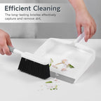 SetSail Mini Broom and Dustpan Set, Portable Cleaning Brush and Dustpan Combo Nesting Snap-On Handheld Dust Pan and Brush Set, Small Brush Dustpan for Kitchen, Desktop, Pet, Floor, Sofa, Grey White