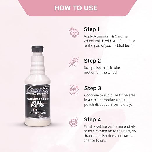 Lane's Car Products Chrome & Aluminum Wheel Polish, Easy Application Wheel Polish with Flip-top Lid, Safe to Use Rim Polish Brightener, Protects Against Corrosion and Oxidation - 32oz