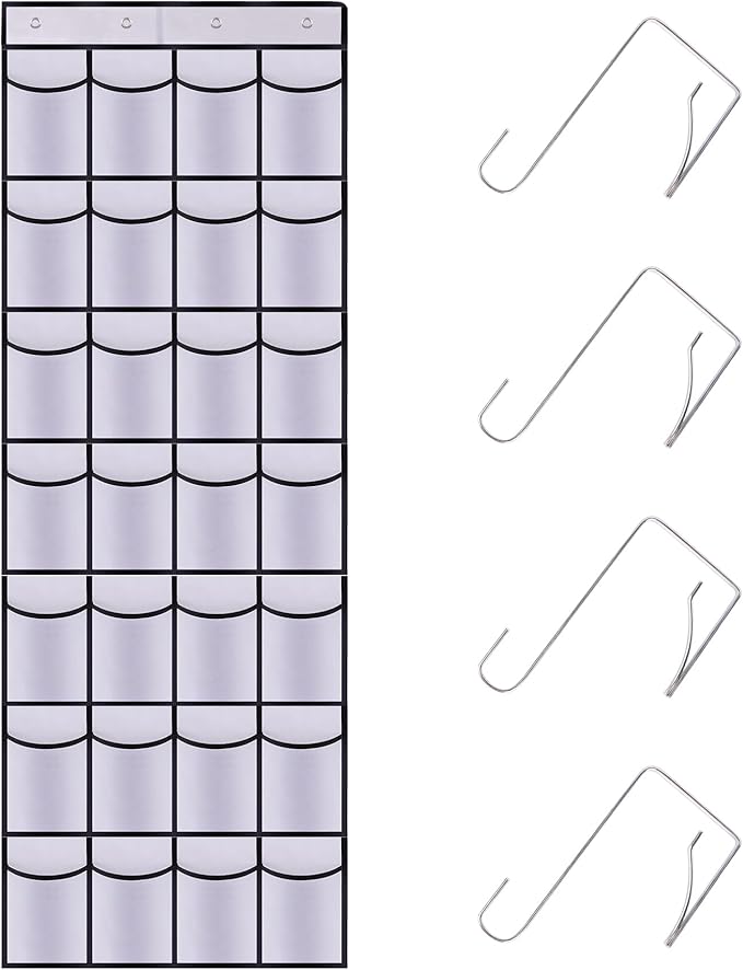 28 Mesh Pockets Hanging Shoe Organizer, Over the Door Shoe Organizer，Closet Storage Holder for Back of Door Storage Holder for Back of Door(White)