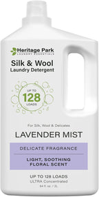 Heritage Park Silk & Wool All-Natural Lavender Mist Scent, pH-Neutral Laundry Detergent - Enzyme-Free, Concentrated Up to 128 loads (64 fl oz)