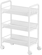 JANE EYRE 3-Tier Rolling Utility Storage Rack Cart on Wheels, Trolley Craft cart, Multi-Purpose Organizer Shelf, White