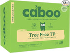 Caboo Tree Free Unbleached Toilet Paper | Plastic Free Packaging, Septic Safe, Eco Friendly, Chemical Free, Non Toxic | 2 Ply Toilet Tissue, Pack of 12 Double Rolls, 300 Sheets Per Roll